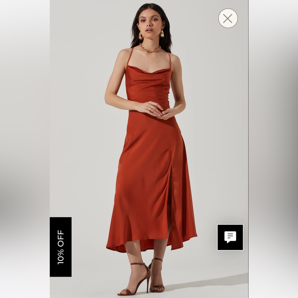 Astr Rust Cowl Neck Gaia Midi Dress
